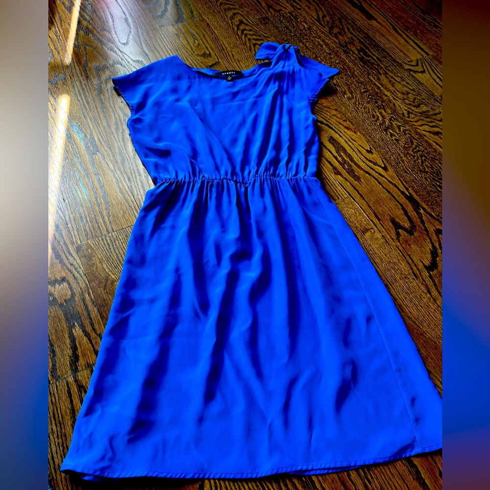 Sandro size XS 100% silk made in America Elegant Blue Dress